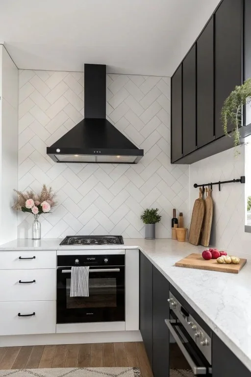 Kitchen Backsplash Design Temecula CA – Herringbone Tile Pattern Installed