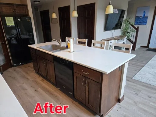 Kitchen Remodeling Temecula – After White Quartz Island Undermount Sink Installed