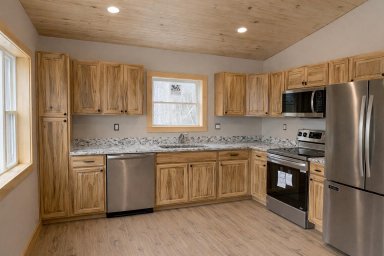 Countertop Installation Temecula CA – Natural Stone Granite Countertop with Oak Cabinets Installed
